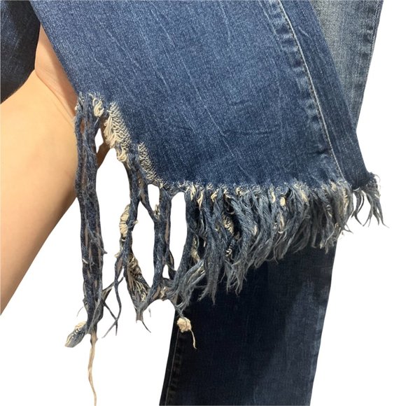 Maryley Stretch Crop Fray Hem Jeans Hippie Grunge Size US 28 - Picture 5 of 11